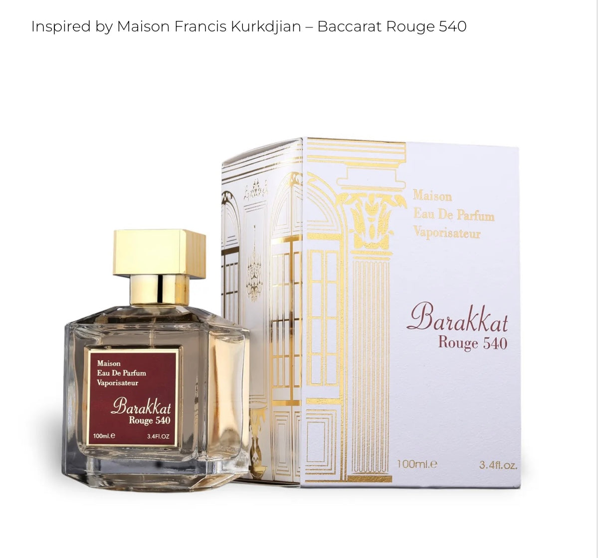 Barakkat Rouge 540 100ml EDP by Fragrance World